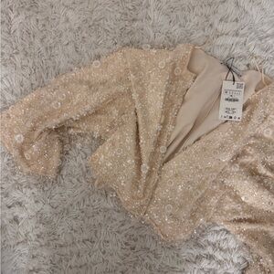 Zara Beige Sequin Jacket